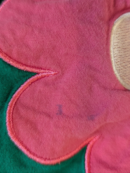 Girls Colorblock Floral Appliqué Dress - Green & Pink - Picture 3 of 4